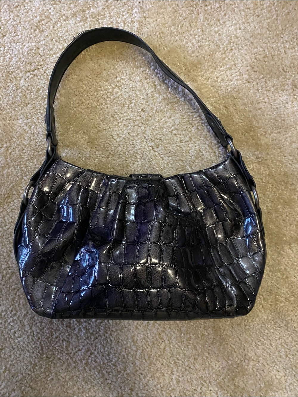 Simply Vera Black Croc-Embossed Shoulder Bag